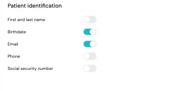 Hoe kan ik kiezen welke identificatiegegevens de door de patiënt geinitieerde chatbot aan de patiënten vraagt?