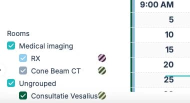 Hoe kan ik kamers in de kalender groeperen?
