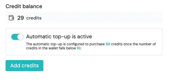 Moet ik telkens manueel credits toevoegen aan mijn platform?